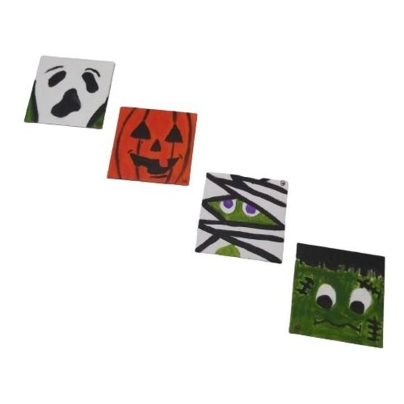 Terrifying Halloween 4-Pack Acrylic Painting on Little Canvas 3 x 3 in each - Picture 9 of 10